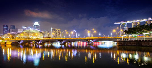 Fototapete - Night Singapore skyline