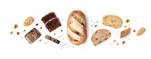 Creative Layout Made Of Breads On White Background. Flat Lay. Food Concept.