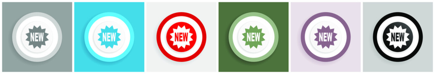 Leinwandbilder - New icon set, colorful flat design vector illustrations in 6 options for web design and mobile applications