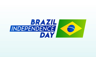 Sticker - Typography of Brazil Independence Day with brazil flag sticker on white background. Can be used as banner or poster design.