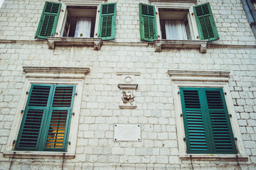 Wall Mural - Adriatic architecture. Elements of buildings. An old medieval city on the coast. Tivat