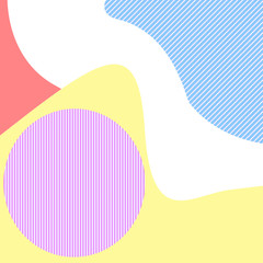 Wall Mural - Set of abstract modern graphic blue, pink, yellow and coral elements. Minimal pop art, retro style effect.