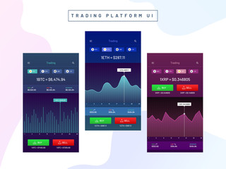 Wall Mural - Cryptocurrencies trading, and exchange UI or UX concept for Mobile Apps.