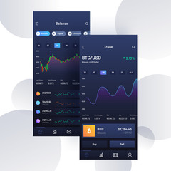 Sticker - Cryptocurrencies trading, and exchange UI or UX concept for Mobile Apps.