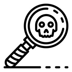 Poster - Magnify glass danger sign icon. Outline magnify glass danger sign vector icon for web design isolated on white background