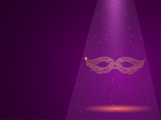 Poster - Purple poster or banner design with illustration of masquerade for Jewish Holiday celebration concept.