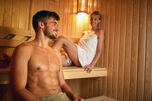 Man And Woman In Sauna