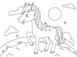 Illustration of a cute funny horse vector coloring page contour clipart