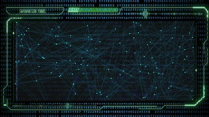Leinwandbilder - Technology Futuristic UI HUD Big Data Digital Number Conde Information Screen Display Monitor. Particle Statistic Digit Random Security Code Virtual Reality Network Graphic Design.