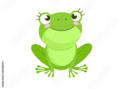 Cartoon Vector of Green cute baby frog isolated on white background Poster Mural XXL