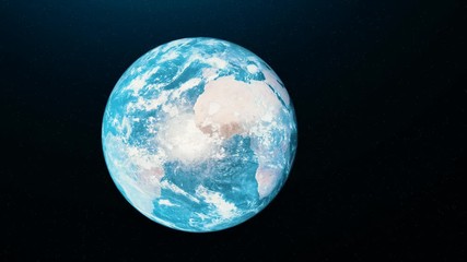 Poster - Abstract animation of beautiful Planet Earth rotation in space. Animation. Full revolution of the planet around its axis.