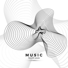 Poster - sound wave template. black and white illustration for your music album design. abstract radial digit