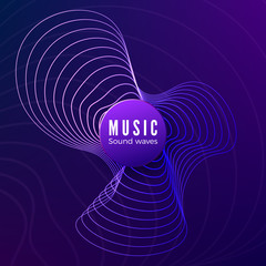 Poster - radial sound wave curve. colorful blue and purple equalizer background. abstract colorful cover for 