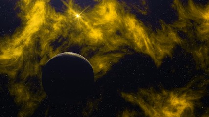 Poster - Marvelous colorful abstraction Planet Earth rotation in space with billions of stars, light and colorful flashes on the background. Animation. Astronomical background of the Earth