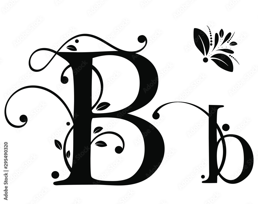 Decorated Alphabet with ornaments vintage vector, Letter B upper and ...