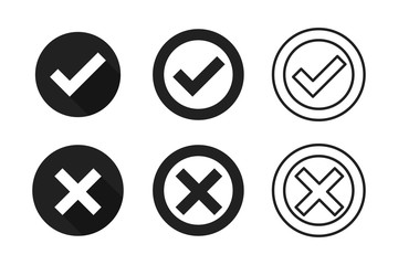 Poster - black check cross isolated vector icon in modern style with shadow on white background. tick icon. b