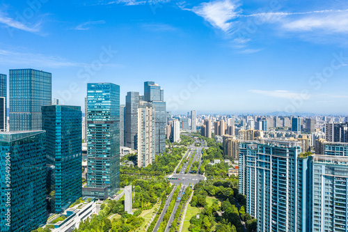 city skyline in hangzhou china Wallpaper Mural
