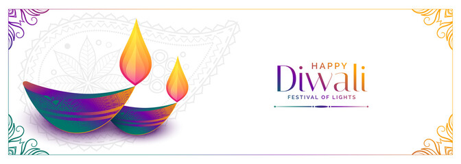 Canvas Print - colorful diya design for happy diwali festival