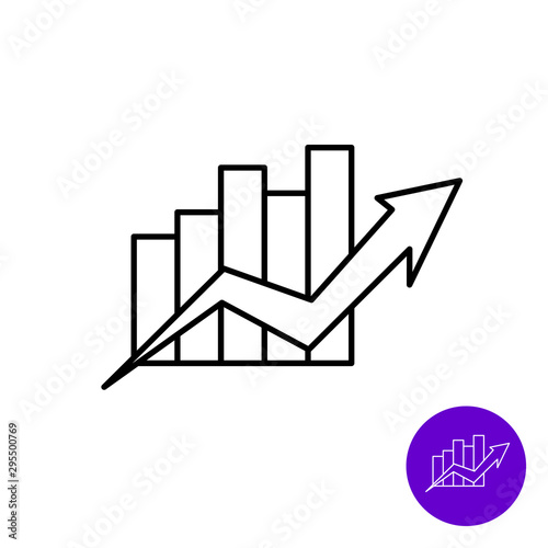 Market Growth Icon Outline Style Column Diagram With Arrow Adjustable Stroke Width Vector De Stock Adobe Stock