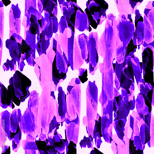 Watercolor seamless pattern with multicolored brush strokes. Abstract texture...