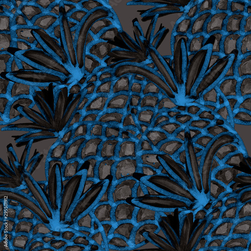 Creative seamless pattern with hand drawn abstract pineapples. Fruity fashion...