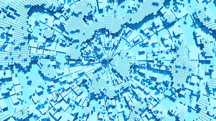 Poster - 3d render of abstract circular shape divided in segments with hard shadow