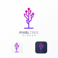 Wall Mural - pixel tree logo design ready to use