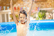 Portrait of the boy splashing in swimming pool