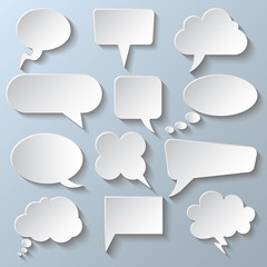 Poster - Set different white empty speech bubble, chat sign - stock vector