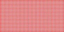 Red And White Checked Tablecloth Pattern, Checkered Tablecloth For Picnic - Stock Vector