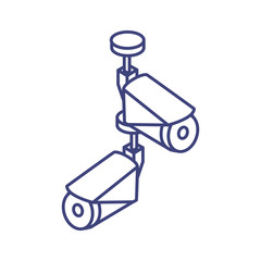 Sticker - surveillance camera in white background