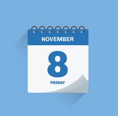 Wall Mural - Day calendar with date November 8.