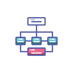 Poster - organization chart with colorful elements, useful for presentations, in white background