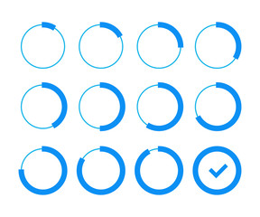 Poster - set loading blue circle in flat style