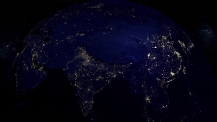 Wall Mural - hubble space telescope flying past the planet earth at night.