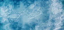 Distressed Blue Background With White Marbled Grunge Texture In Old Vintage Wall Design With Cracks And Wrinkled Lines