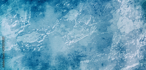Cuadros en Lienzo Distressed blue background with white marbled grunge texture in old vintage wall
