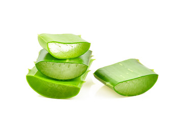 Wall Mural - Aloe vera slice on white background