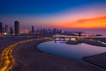 Wall Mural - Beautiful Bahrain skyline during sunset.