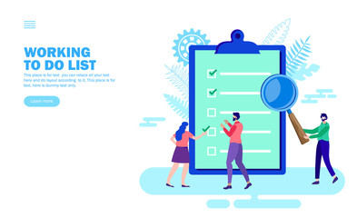 Teamwork, team working on to do list