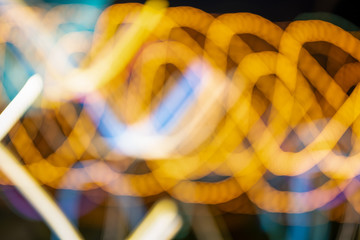 Aufkleber - blurred defocused light bokeh abstract background, moving line of light with long expose