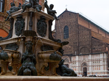 The Fountain Of Neptune And The Church Of San Petronio, Bologna, Italy.