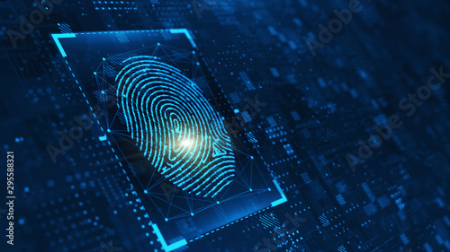 Cuadros en Lienzo Digital biometric, security and identify by fingerprint concept