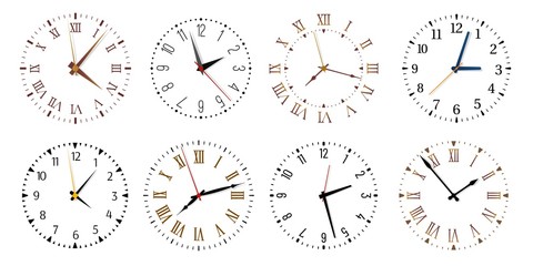 modern clock faces. minimalist watch, round clocks and watch face. ticking clock timer measurement s