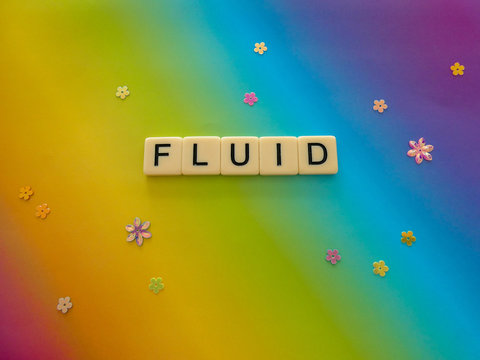 Bright rainbow colored background sign with the word 