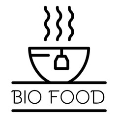 Poster - Bio food logo. Outline bio food vector logo for web design isolated on white background