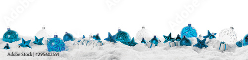 Fotomural Christmas border with blue ornaments
