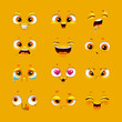 © lilu330 - Humorous emoji set. Cute emoticon face collection. Funny cartoon comic faces.