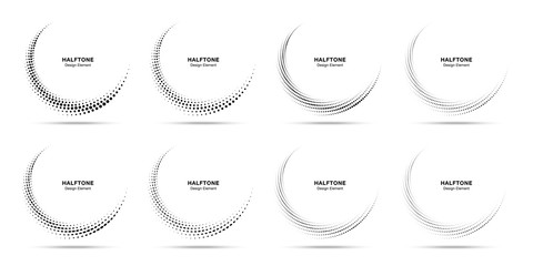 Wall Mural - halftone circle dotted frame circularly distributed set. abstract dots logo emblem design element. r