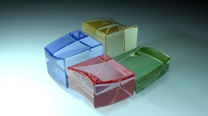 Poster - Abstract colorful glass waving cubes - 3D rendering illustration